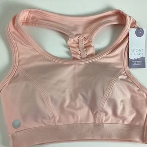 Cacique Low Impact No Wire Sport Bra Racerback Sizes 0, 2 Padded Peach NWT New